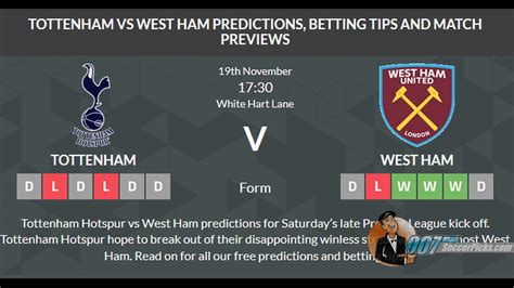 tottenham vs west ham prediction